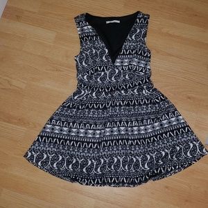 Deep V Aztec print dress